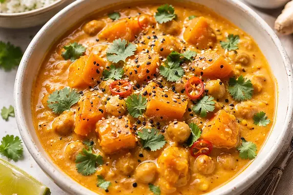 Kremowe Curry z Dyni i Ciecierzycy z Nutą Kokosa i Imbiru