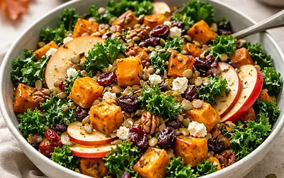 Autumn Salad with Roasted Butternut Squash and Kale