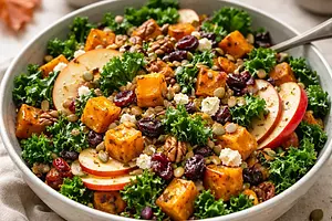 Autumn Salad with Roasted Butternut Squash and Kale