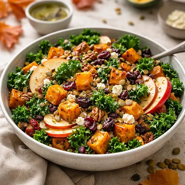 Autumn Salad with Roasted Butternut Squash and Kale