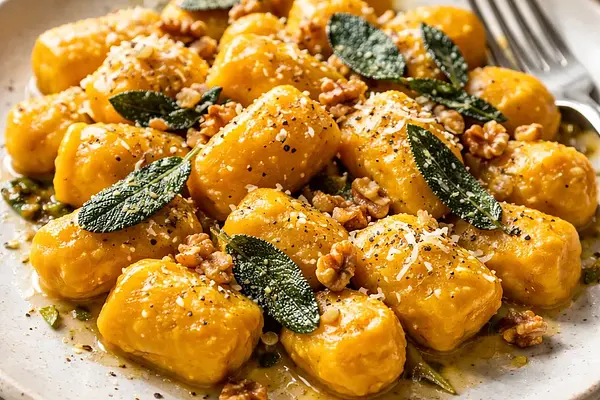 Domowe Gnocchi Dyniowe z Masłem Szałwiowym i Prażonymi Orzechami