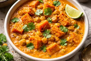 Kremowe Curry z Pieczoną Dynią i Ciecierzycą w Sosie Tikka Masala