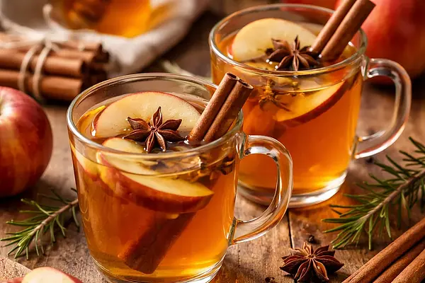 Domowy cydr jabłkowy na gorąco z korzennymi przyprawami