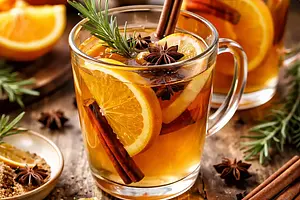 Spiced Apple Mulled Wine with Orange and Rosemary