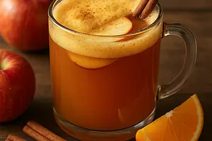 Warming Non-Alcoholic Apple-Spice Mulled Cider with Orange Foam