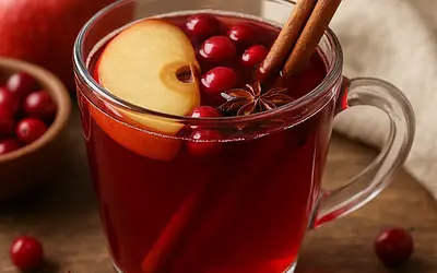 Warming Non-Alcoholic Apple-Cranberry Mulled Drink