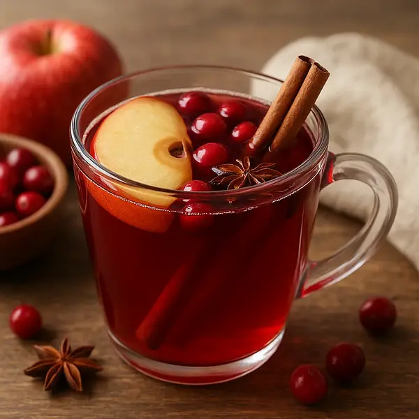 Warming Non-Alcoholic Apple-Cranberry Mulled Drink