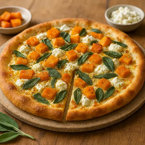 Jesienna Pizza Bianca z Dynią, Szałwią i Kozim Serem