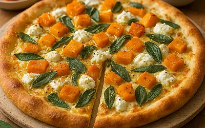 Autumn Pizza Bianca with Pumpkin, Sage, and Goat Cheese