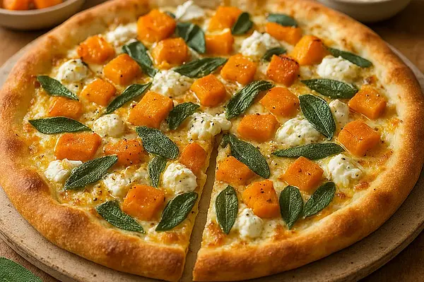 Jesienna Pizza Bianca z Dynią, Szałwią i Kozim Serem