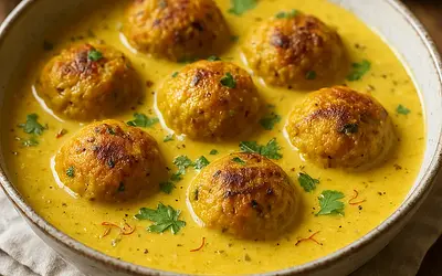 Pumpkin and Chickpea Kofta in Creamy Saffron-Cardamom Sauce