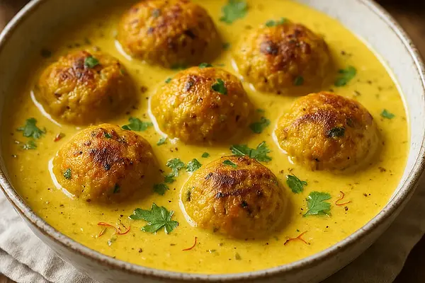 Kofta z Dyni i Ciecierzycy w Kremowym Sosie Szafranowo-Kardamonowym