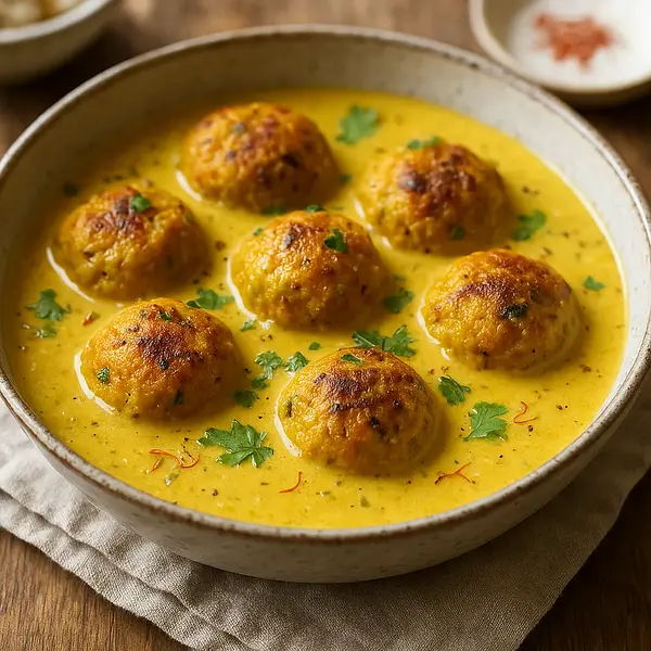 Pumpkin and Chickpea Kofta in Creamy Saffron-Cardamom Sauce