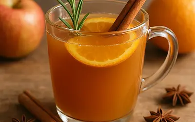 Spiced Apple Mulled Wine with Orange and Rosemary