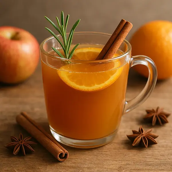Spiced Apple Mulled Wine with Orange and Rosemary