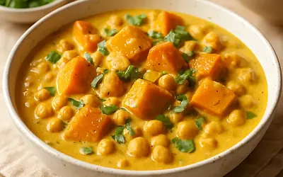 Kremowe Curry z Pieczonej Dyni i Ciecierzycy z Nutą Kokosową