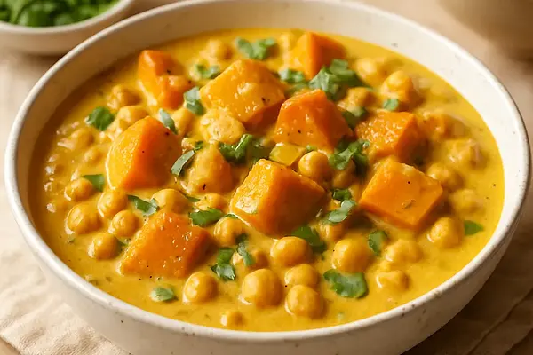 Kremowe Curry z Pieczonej Dyni i Ciecierzycy z Nutą Kokosową