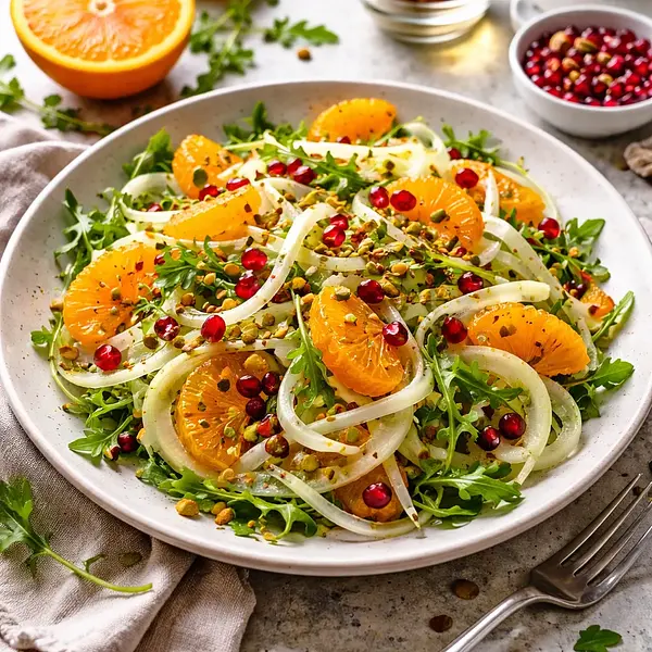 Winter salad with fennel, orange, and pomegranate