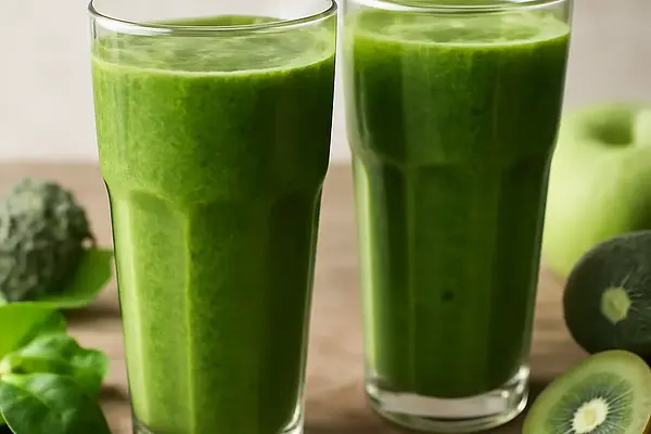 Zielone smoothie w strzelistych szklankach