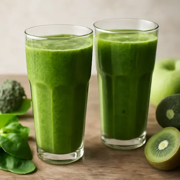 Green smoothie in tall glasses