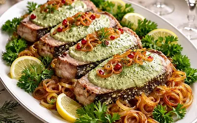 Jewish Carp with Parsley Mousse and Caramelized Onions (Elegant Christmas Version)