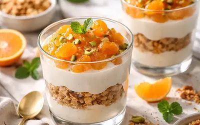 Quick cups with mascarpone cream and candied mandarins