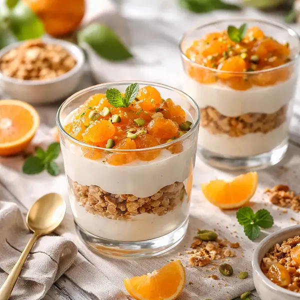 Quick cups with mascarpone cream and candied mandarins