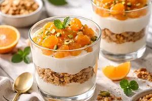 Quick cups with mascarpone cream and candied mandarins