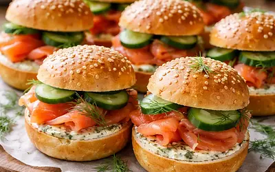 Mini sandwiches with smoked salmon