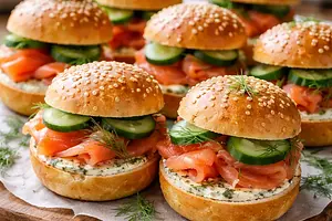 Mini sandwiches with smoked salmon