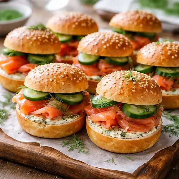Mini sandwiches with smoked salmon