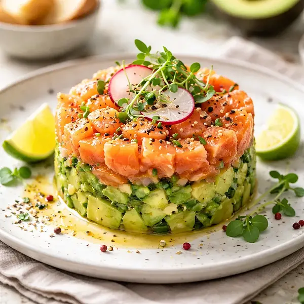 Tatar z łososia z awokado