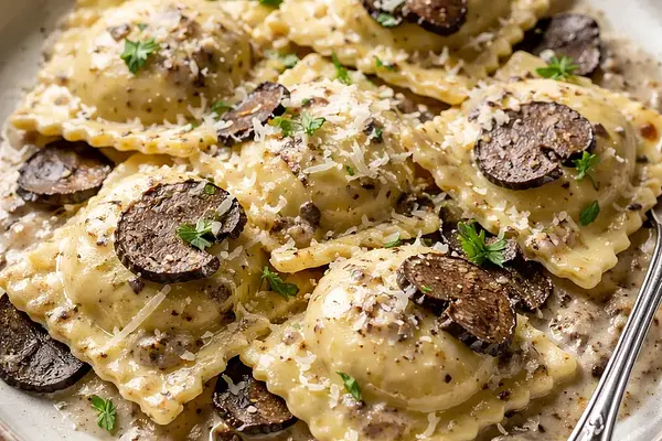 Ravioli z ricottą w sosie truflowym