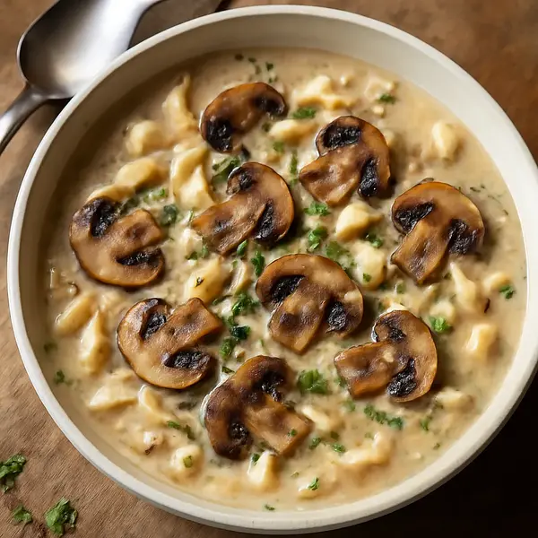 Mushroom soup with pasta