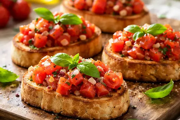 Bruschetta z pomidorami i bazylią