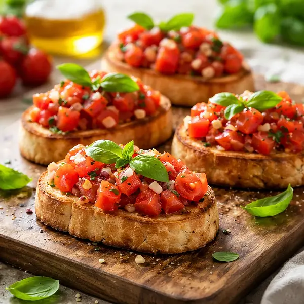 Bruschetta z pomidorami i bazylią