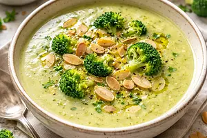 Broccoli cream with toasted almonds