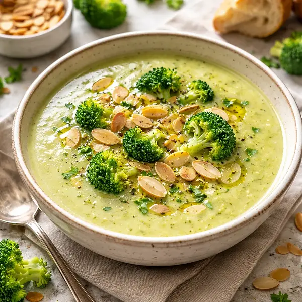 Broccoli cream with toasted almonds