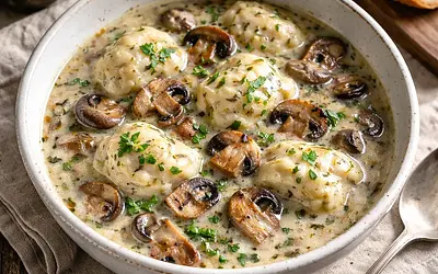 Mushroom soup with dumplings