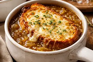 Onion soup with gruyère cheese
