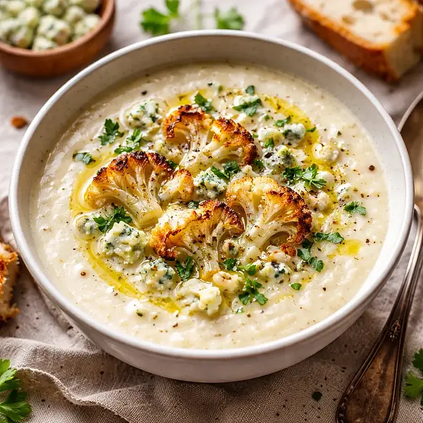 Zupa z kalafiora z serem pleśniowym