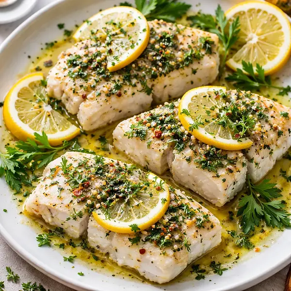 Baked cod with herbs and lemon