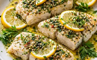 Baked cod with herbs and lemon
