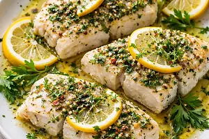Baked cod with herbs and lemon