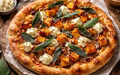 Autumn Pizza with Pumpkin, Sage, and Goat Cheese