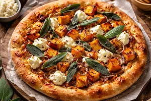 Autumn Pizza with Pumpkin, Sage, and Goat Cheese