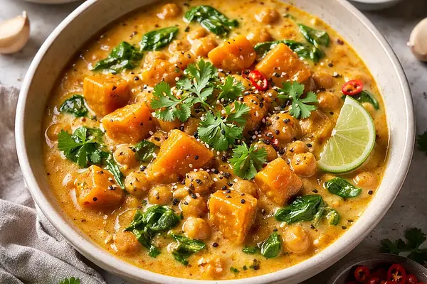 Aromatyczne Curry z Dyni i Ciecierzycy z Mlekiem Kokosowym