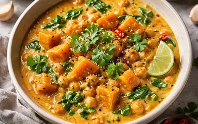 Aromatyczne Curry z Dyni i Ciecierzycy z Mlekiem Kokosowym