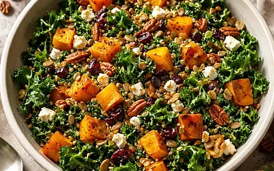 Autumn Salad with Roasted Butternut Squash and Kale