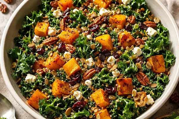 Jesienna Sałatka z Pieczoną Dynią Piżmową i Jarmużem